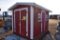New 8' x 12' Steel Storage Shed on Skids,  Double Door Front, Side Door, 4 Windows, 2 x  4 Stud Cons