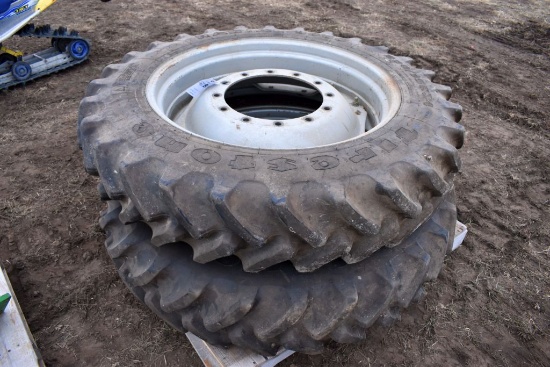 Pair of 12 Bolt 15" Center 290/95R/34 Tires  And Rims Off of Agco Tractor