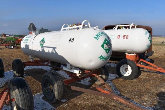 1000 Gallon Anhydrous NH3 Tank On Running  Gear With Flotation Tires