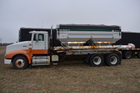 1997 International 9400 Fertilizer Tender  Truck, Willmar 16 Ton Dry Fertilizer Tender,  Side Shoote