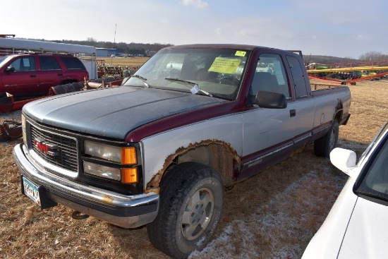 1995 GMC SLE Extended Cab, Long Box, Auto,  4x4, V-8, 262,125 Miles, Runs Good