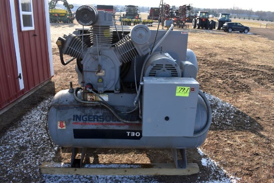 Ingersoll-Rand T30 Horizontal Air Compressor,  3 Cylinder, 120 Gallon, 200PSI, 3 Phase  Electric Mot