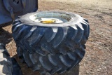 Set Of 18.4x34 Tires On 9 Bolt Oliver Rims
