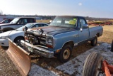 1988 Dodge Power Ram 100, Auto, V-8, 4x4,  73,631 Original Miles, New Brakes, With  Factory 7.5' Plo