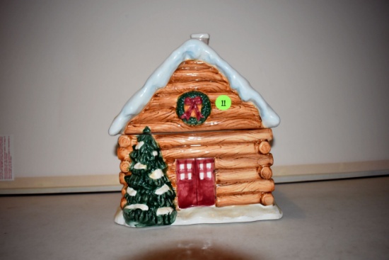 Home Log Cabin Cookie Jar, no box