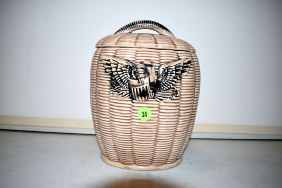 Eagle On Basket Cookie Jar, no box