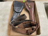 2 Leather Holsters & Leather Belt
