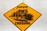 Tin Coyote Crossing Sign