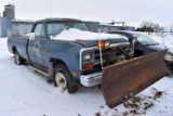 1986 Dodge 1/2 Ton Power Ram Pickup, 4x4, 4 Speed, V8 Gas, 7’ Meyers Snowplow, NO TITLE
