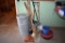 2 metal garbage cans 1 lid, forks and shovels, misc., located building 7