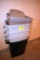 Rubbermaid garbage cans and totes no covers, located building 7
