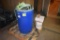 Plastic barrel for water storage with electronic timer, located building 7