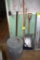 Garbage cans, forks and shovels, brooms and misc., located building 8