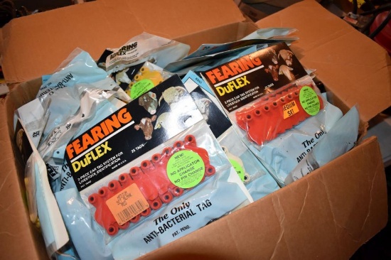 Assortment of Fearing DuFlex ear tags, located building 5