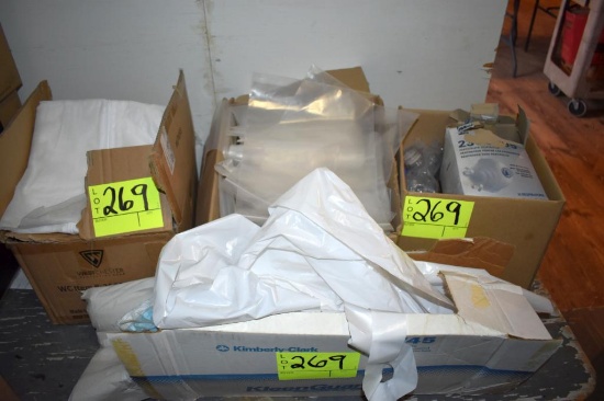 Assortment of personal protection wear and bags, located building 5