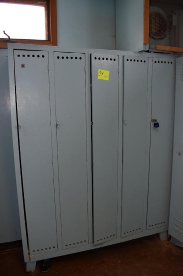 5 door wooden lockers, 10" door, located building 5
