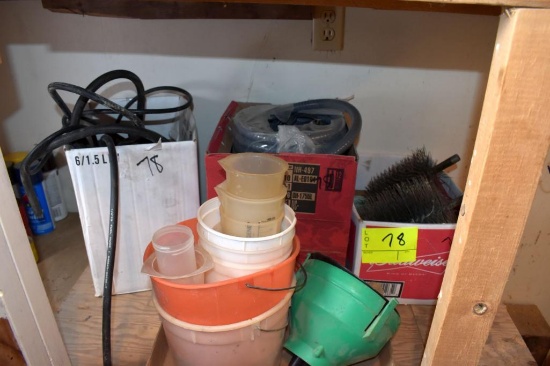 Assortment of nails, shop supplies, brushes and paint, located building 5