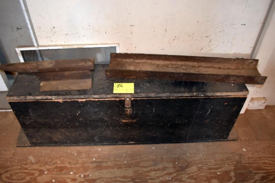anvil, wooden tool box, channel iron, located building 5