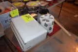 Paper towel holder, assortment of brushes, located building 5