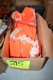 Box of neon orange lotting tags, located building 5
