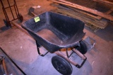 2 Wheeled Poly wheel barrel with some damage, located building 6