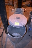3 Galvanized garbage cans only 1 lid, located building 6