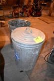 2 Galvanized garbage cans only 1 lid, located building 6