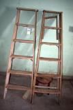 2 Wooden 6' step ladders and stool, located building 7