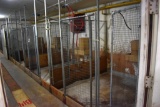 (4) 8'x8' pens, wire panels with steel tubes, wooden bottoms, with some wooden feed boxes