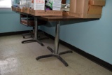 2 square metal base tables, white board, located building 5