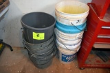 Assortment of metal and plastic pails, located building 5