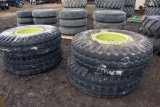 Set of 4 - 16.00-25 Tires, 32 Ply, On 12 Bolt Rim