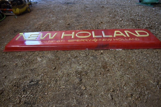 Plastic Insert New Holland Dealer Sign, 36"x145", Some Cracks