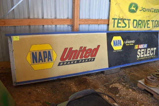 NAPA United Brake Parts 39"x171"x12" Single Sided Lighted Outdoor Sign, Light Bulbs are bad
