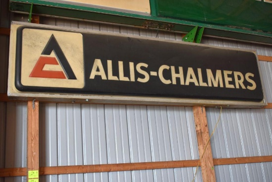 Single Sided Allis Chalmers Dealer Implement Sign, Plastic Insert Has Slight Damage, Works, 36"x144"