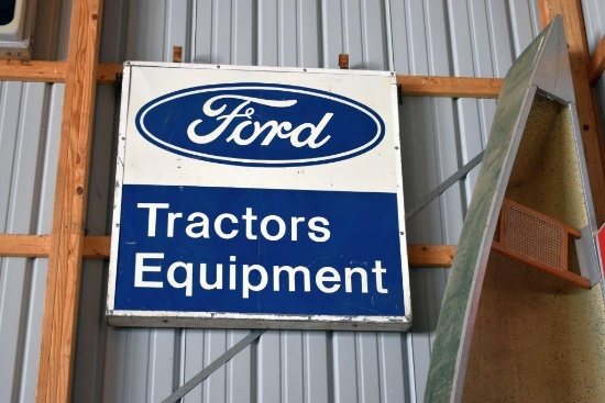 Single Sided Tin Ford Tractors Equipment Dealer Sign, 48"x48"