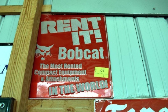 Single Sided Tin Bobcat sign, embossed