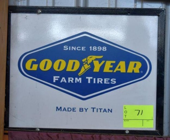 Single Sided Goodyear Farm Tires 18"x22" Tin Sign with Metal Frame