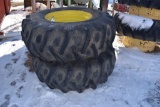 Pair of 18.4x26 Tires on 8 Bolt Rims with 6