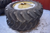 Pair of 18.4x34 Tires on John Deere 9 Bolt Rims, Duals