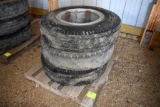 Three 9.00x20 Truck Tires on Dayton Rims, One Tire is Bad, selling all for one money