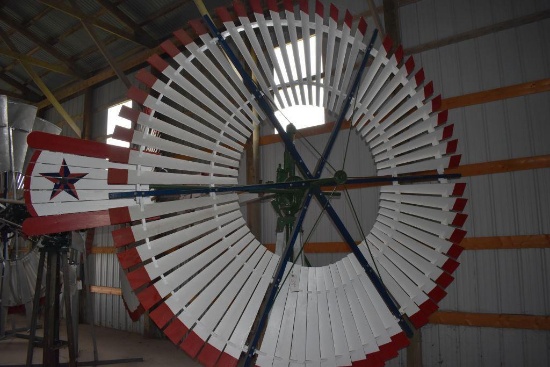 Star Original Flint Walling MFG Kendallville IN., Restored Windmill Head, 10' Solid Wheel,
