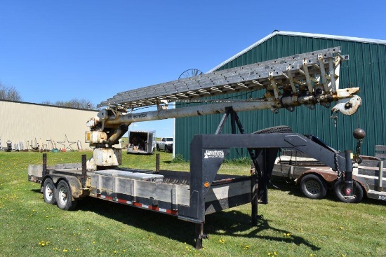 2001 Tomahawk 23' Gooseneck Tandem Axle Trailer With Skyhook 5 Section Boom Lift With Ladder,