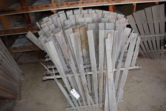 (9) Original Wooden Fin Sections with Hardware, Unknown Make, about 51" Across