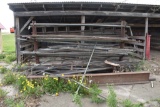 Assorted Tower Angle Iron, Parts, I-Beam, other metal items with iron stand
