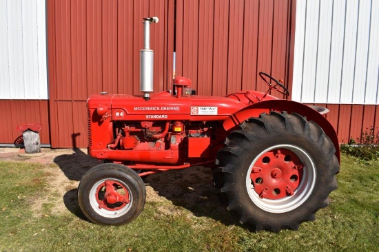 1949 McCormick-Deering W-4 Standard, Gas, Belt Pulley, Fenders, 540PTO, Draw Bar, New 14.9x26 Tires,