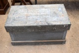 Tin Topped Wooden Carpenters Trunk With Divided Tray inside