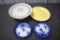 Limoges Cake Plate, 2 Blue & White Dishes, Platter