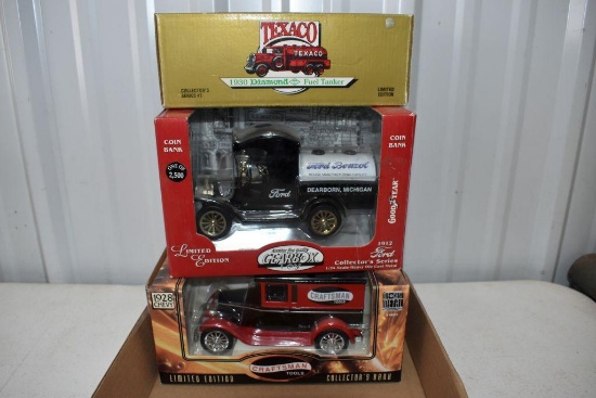 Gearbox Coin Bank, Texaco Fuel Tanker, Craftsman Tool Bank