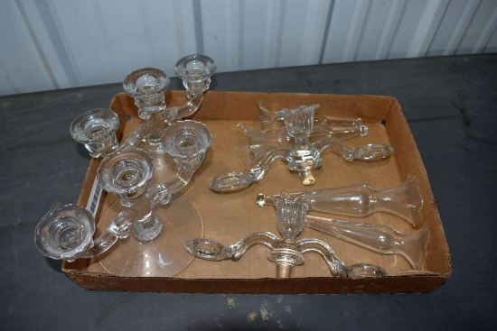 Assortment of Fostoria, Glass Candle Holders